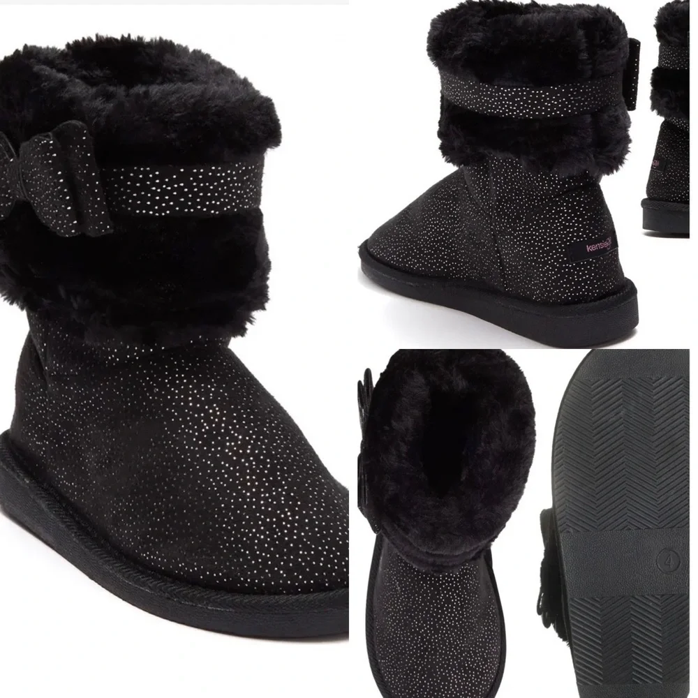 BEBE Shimmer Microsuede Faux Fur Short Boot